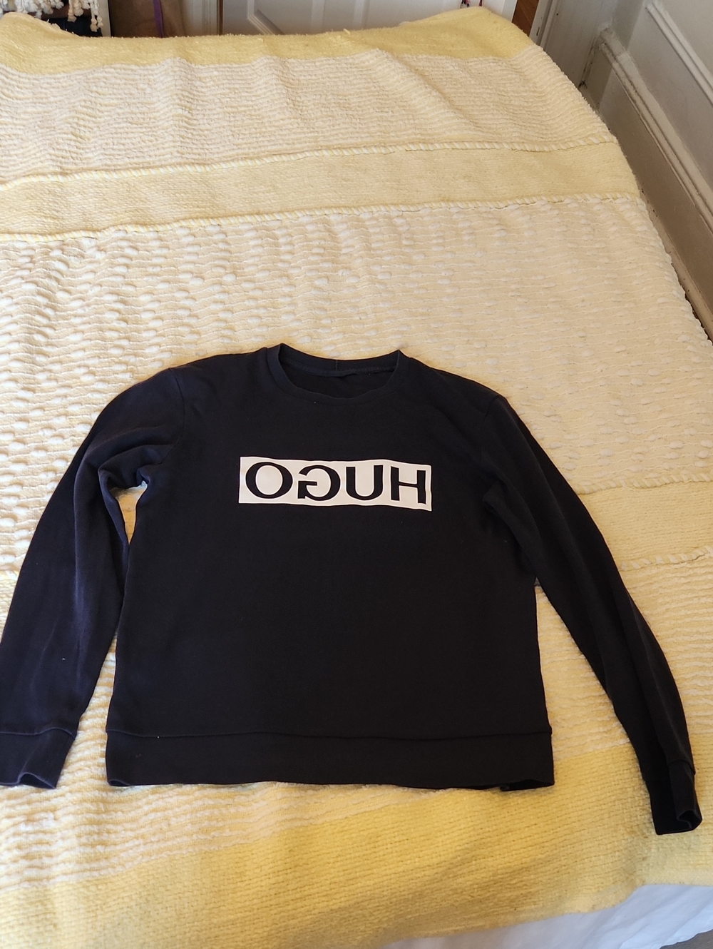 HUGO Black Sweatshirt with White Inverted Logo